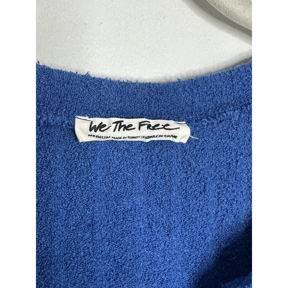WE THE FREE Women's Long Sleeve Blue Henley Button Sweater Top Sz M - Picture 3 of 6